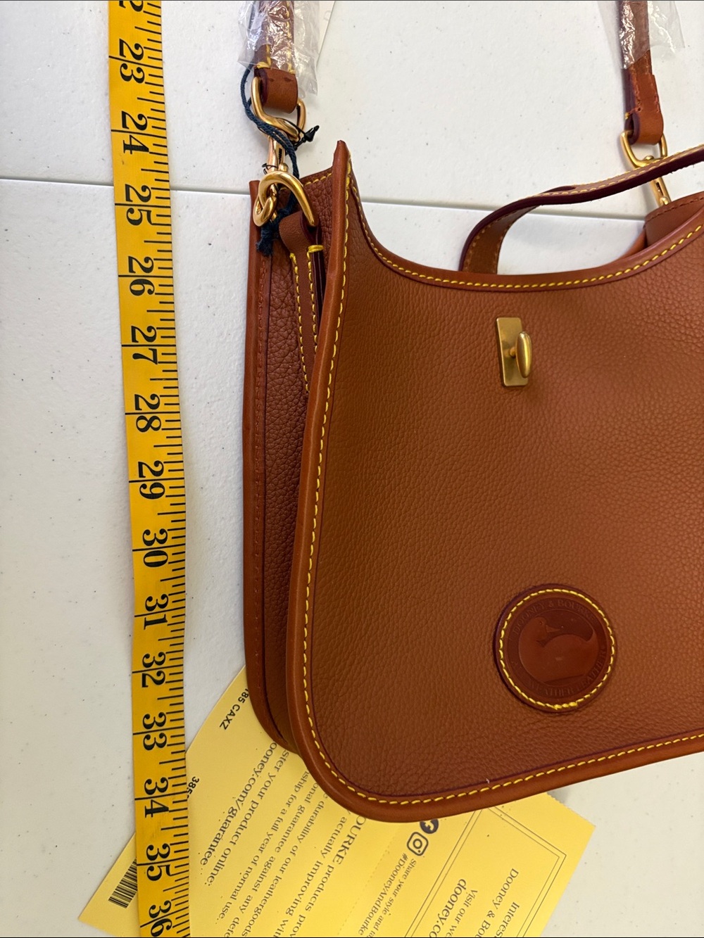 Dooney & Bourke Cognac Brown Pebbled Leather Crossbody #0039 - Picture 11 of 12